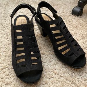 Black open toe heels